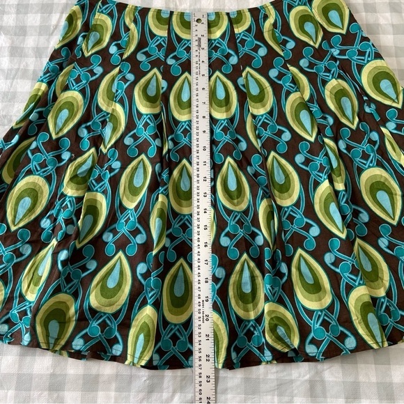 MASSIMO skirt pleated woven cotton tulip A line contemporary green blue size 12 - Picture 7 of 11